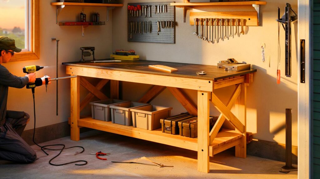 Construye un banco de trabajo resistente para tu garaje y gana espacio para tus proyectos