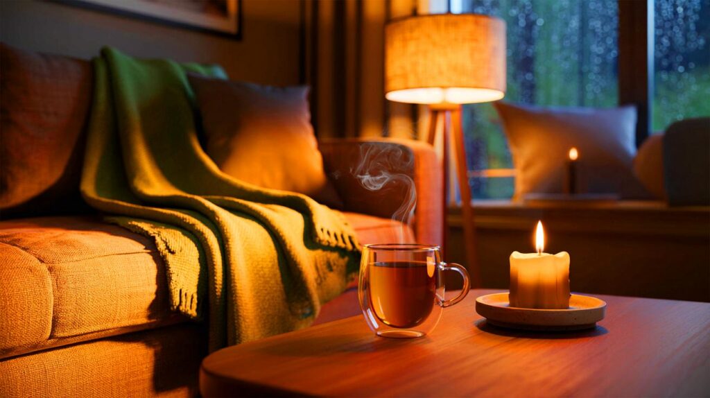 Esenciales para noches acogedoras: mantas, velas y bebidas calientes que transforman tu hogar