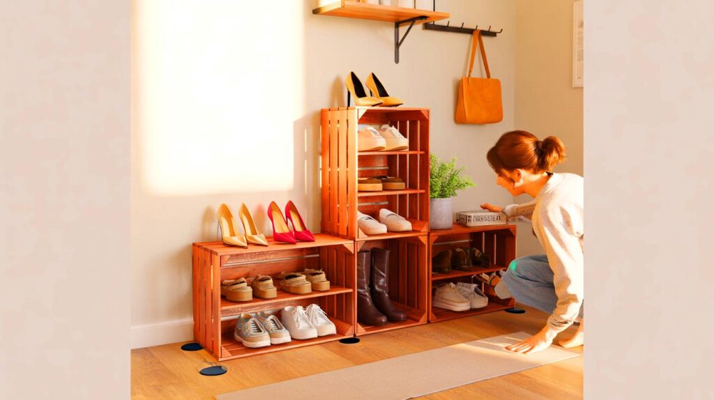 Una joven muestra cómo transformó cajas viejas en zapateros elegantes y ahorró espacio