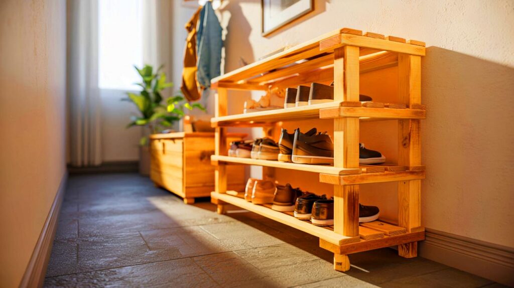 Una pareja construyó un zapatero sostenible con restos de madera: así lo hicieron paso a paso