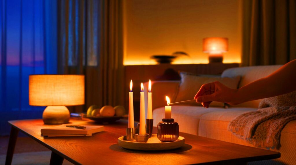 Cómo crear un ambiente cálido con luces y velas