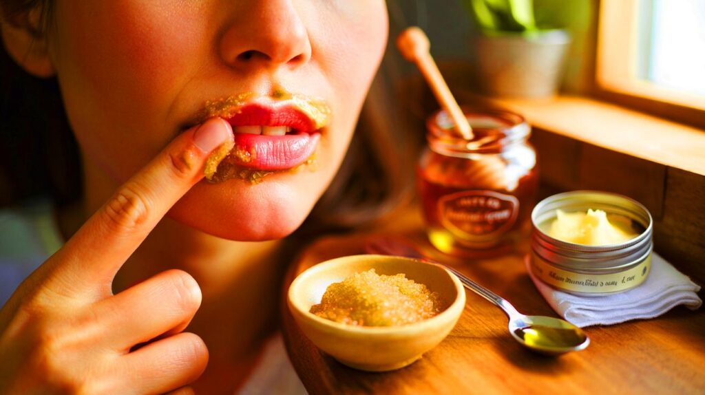 Cómo preparar un exfoliante de labios casero con miel y azúcar
