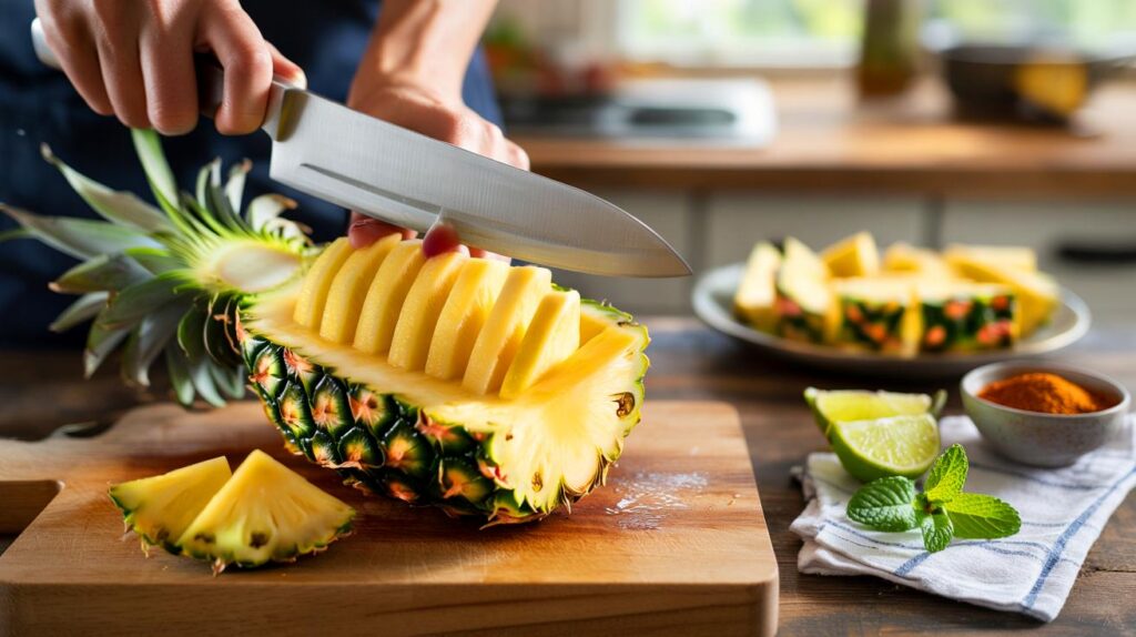 Siempre tardo más en limpiarla que en comerla" : el truco para cortar una piña en 60 s sin pelarla