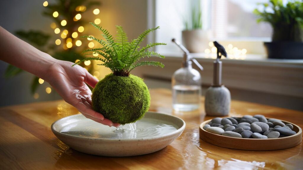 Me la regalaron y ya se me está secando": el truco de riego que salva tu kokedama tras Navidad