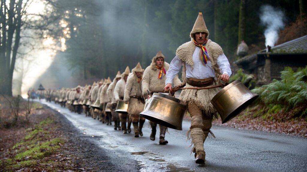 Se te eriza la piel con cada campanada" : el desfile en el bosque que dos pueblos navarros repiten