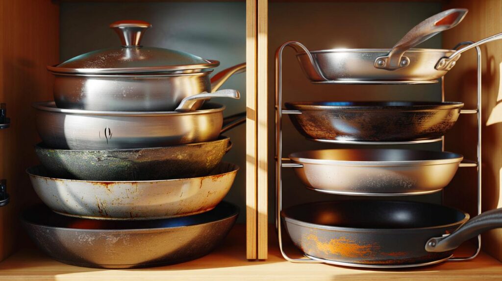 Siempre las guardo una encima de otra" : por qué tu cocina corre riesgo si apilas las sartenes