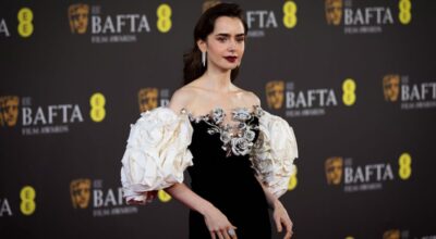 Lily Collins conquista los BAFTA con la tendencia floral 3D que adoran JLo y Margot Robbie