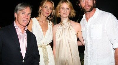 Tommy Hilfiger con Cynthia Nixon y Hugh Jackman en el aniversario de su tienda de Atenas