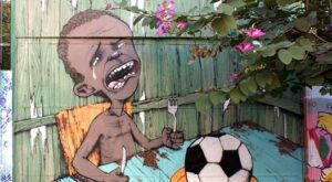 Brasileños protestan contra el Mundial con graffitis en las calles de Río de Janeiro